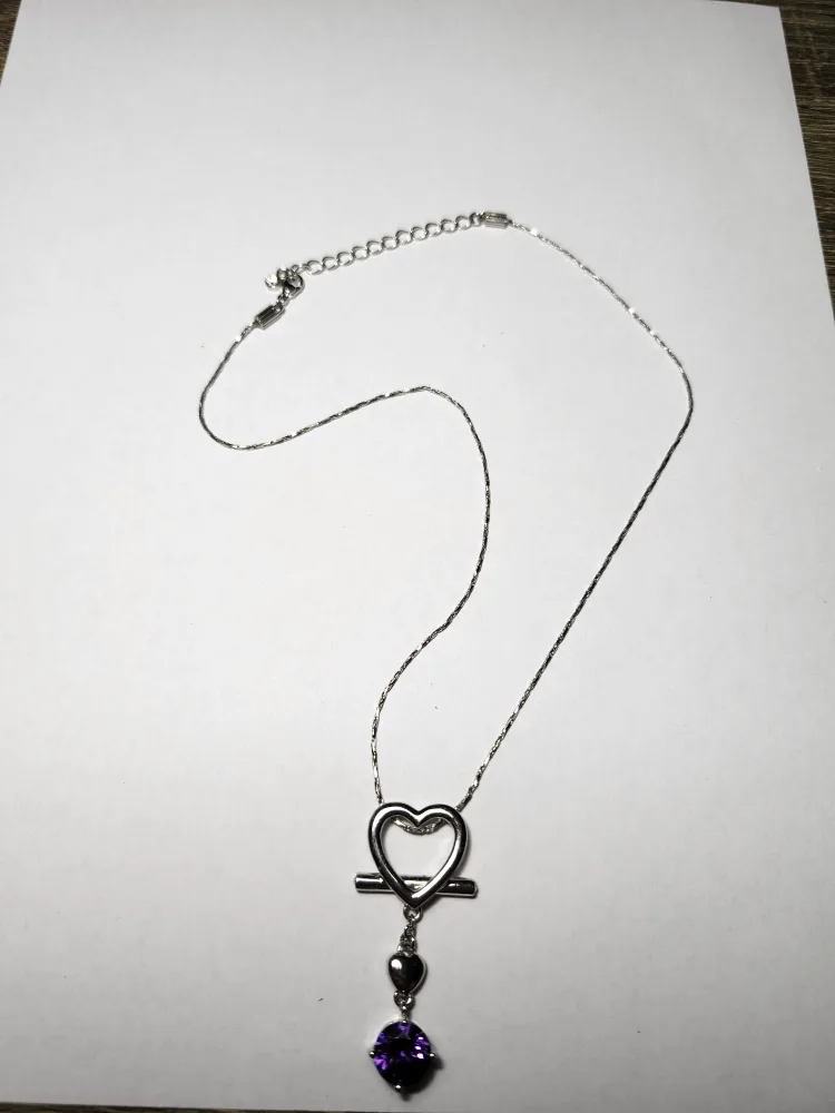 Heart Pendant Amethyst Necklace, has "Butler" written on back image indicator(2)