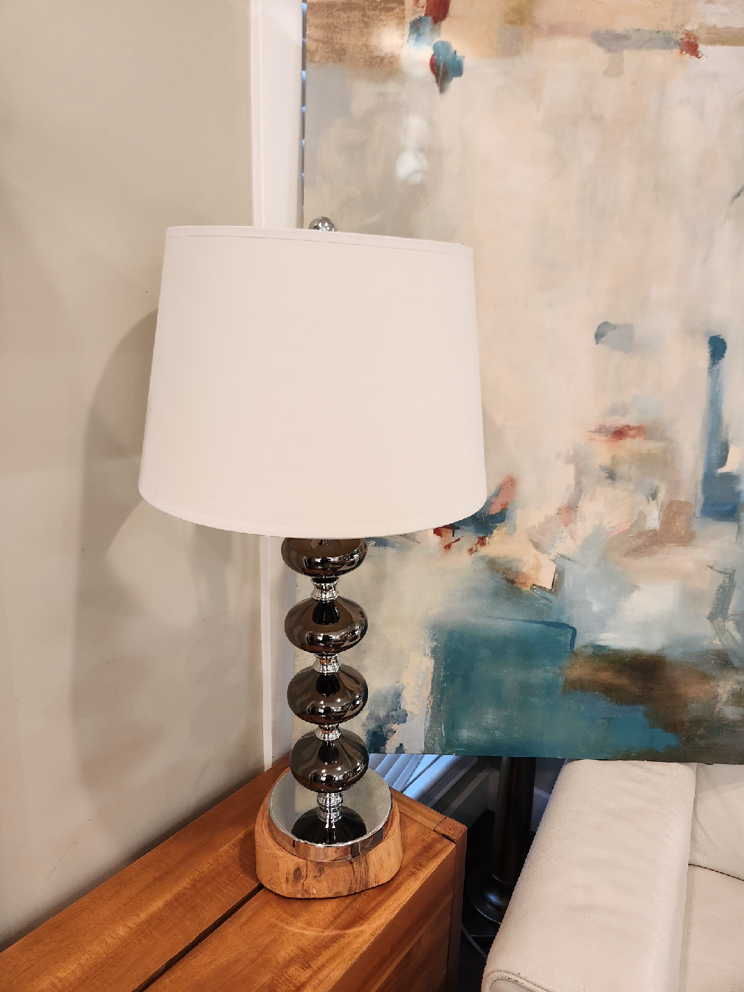 New POLISHED SMOKY gray Lamp with Chrome Accent - photo 2