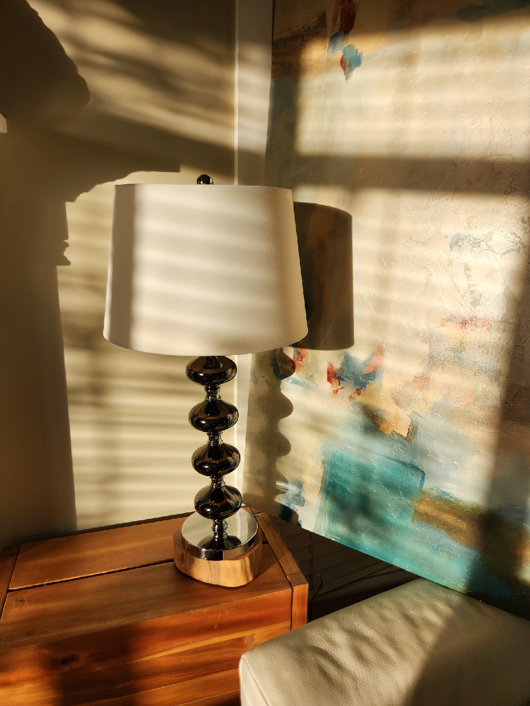 New POLISHED SMOKY gray Lamp with Chrome Accent - photo 3