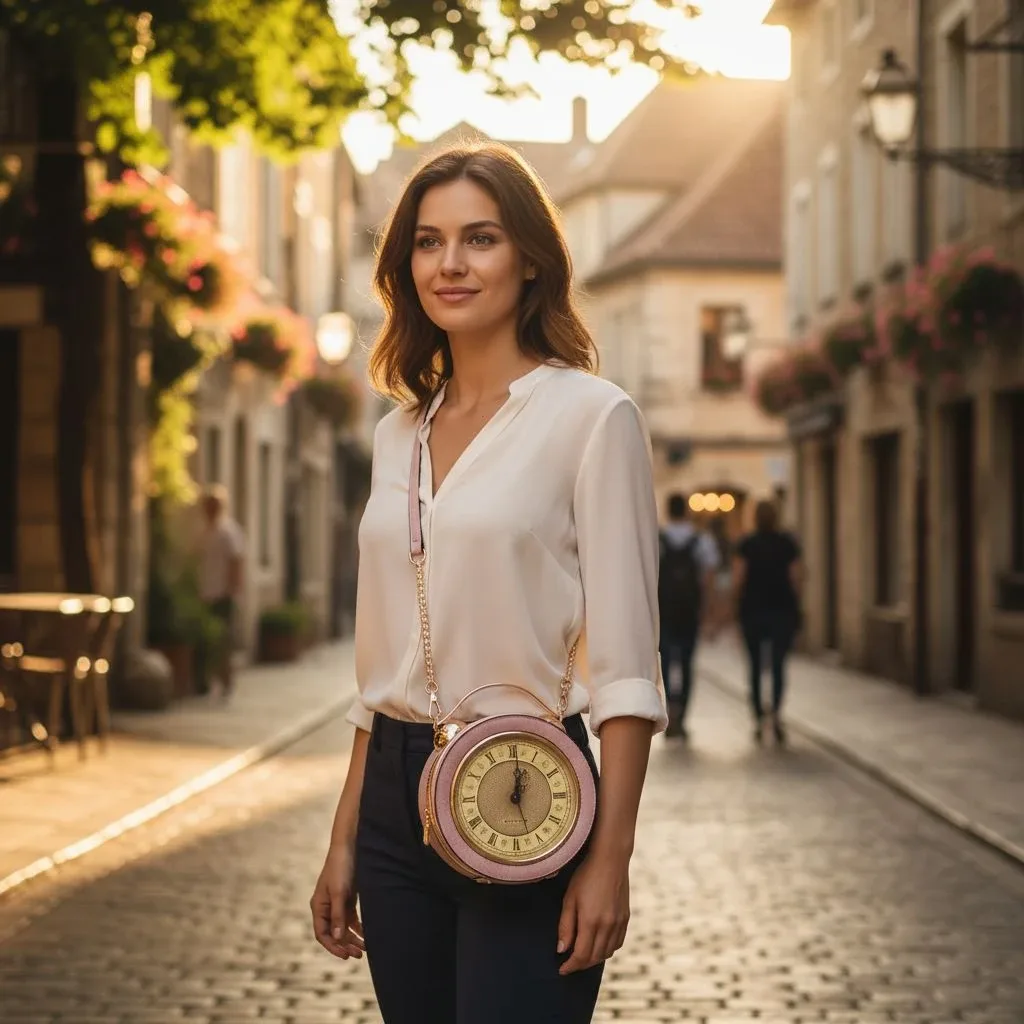 Clock Style Shoulder Bag - Unique Design! image indicator(3)