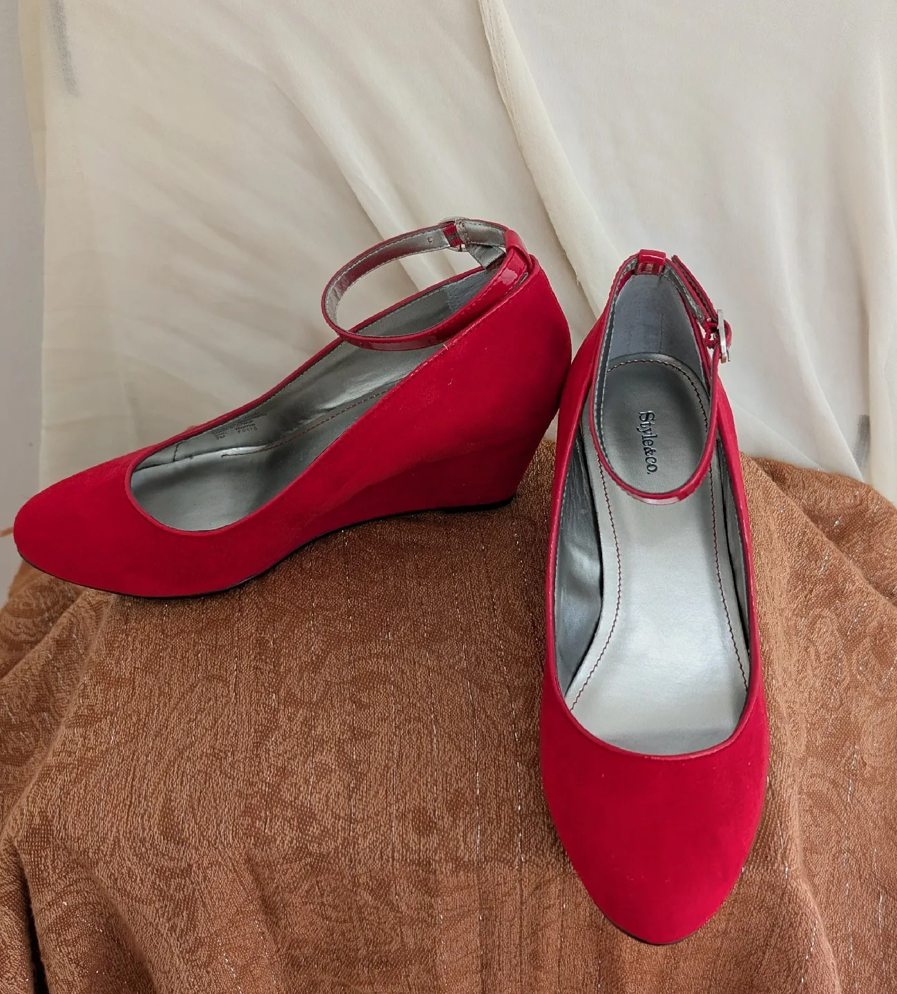 Bundle Deal! Red Wedge Heels & Pink Floral Sandals (Style & Co.) image indicator(3)