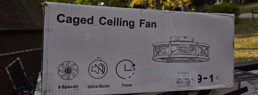 SHLUCE Caged Ceiling Fan with Lights - New in Box - photo 4