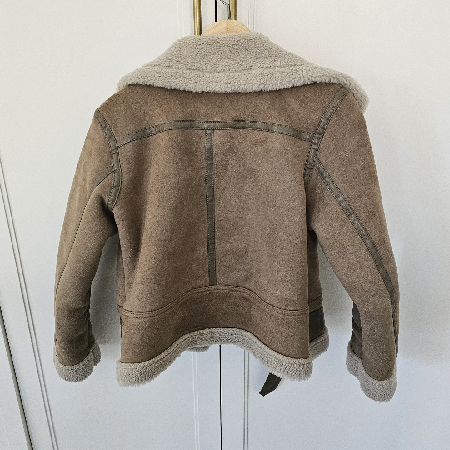 Brown Faux Suede Aviator Jacket - photo 2