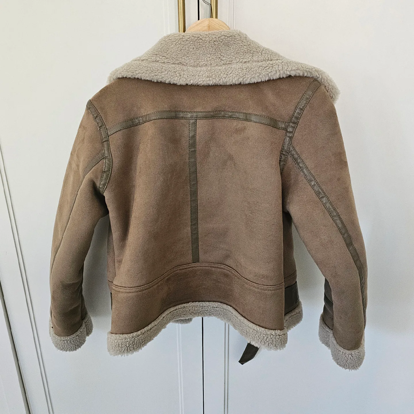Brown Faux Suede Aviator Jacket image indicator(2)