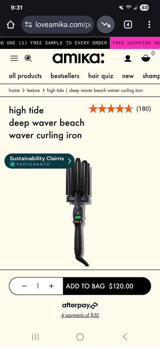 Amika High Tide Deep Waver Beach Waver Curling Iron image indicator(3)