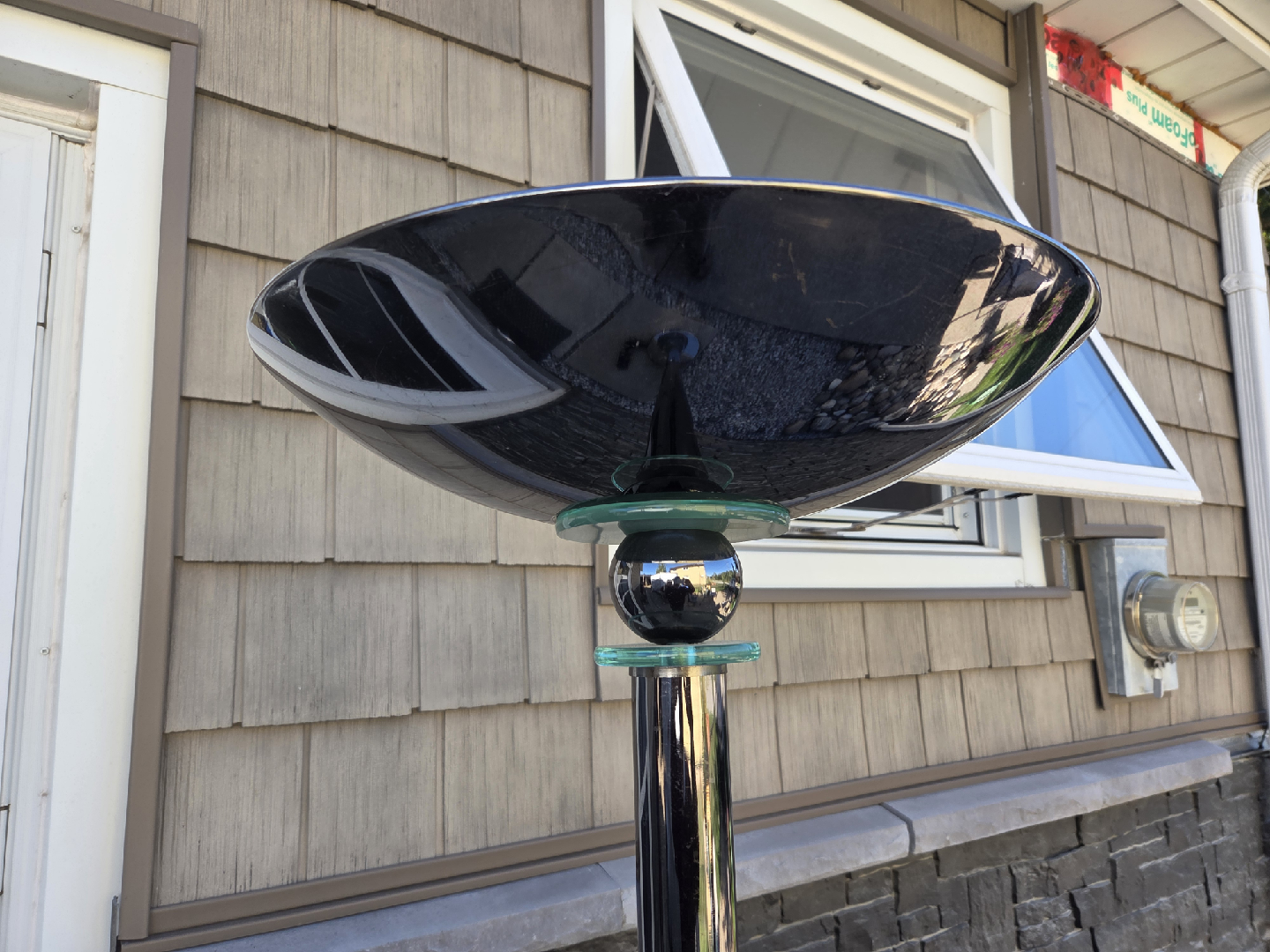 Black Glass & Chrome Torchiere Floor Lamp