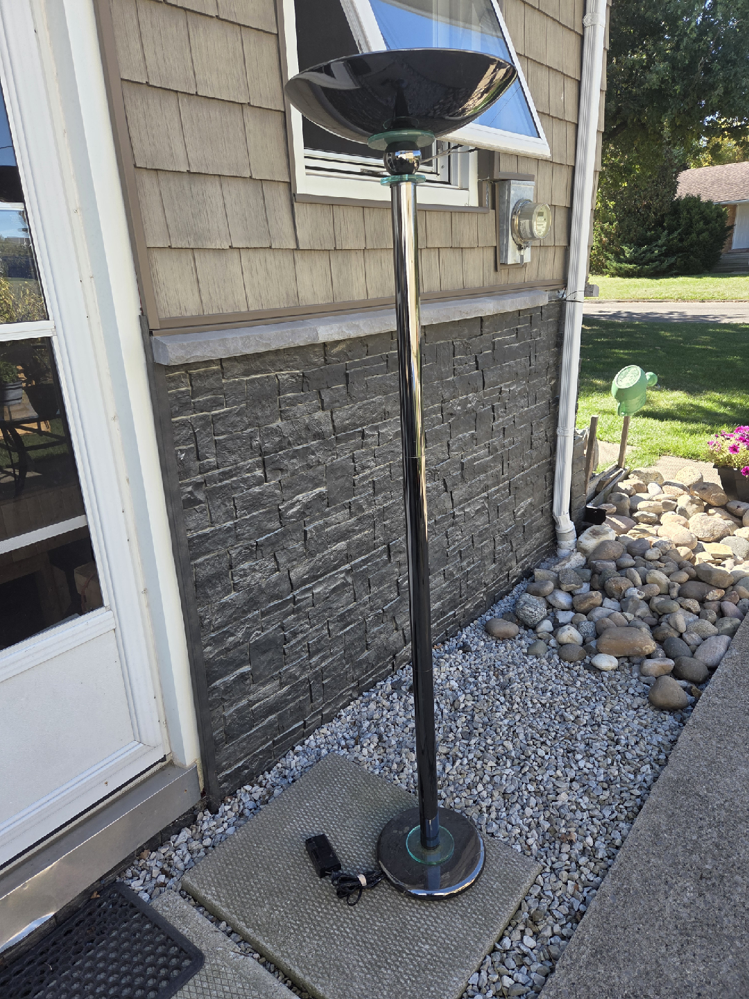 Black Glass & Chrome Torchiere Floor Lamp - photo 2