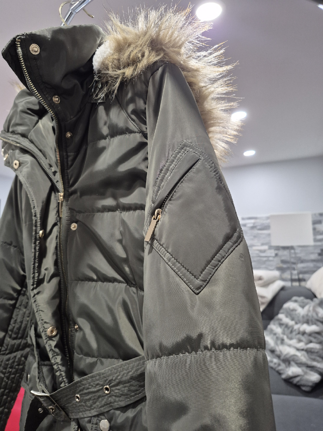 New Ladies Outerwear Collection Green Puffer Jacket - Size M - photo 4