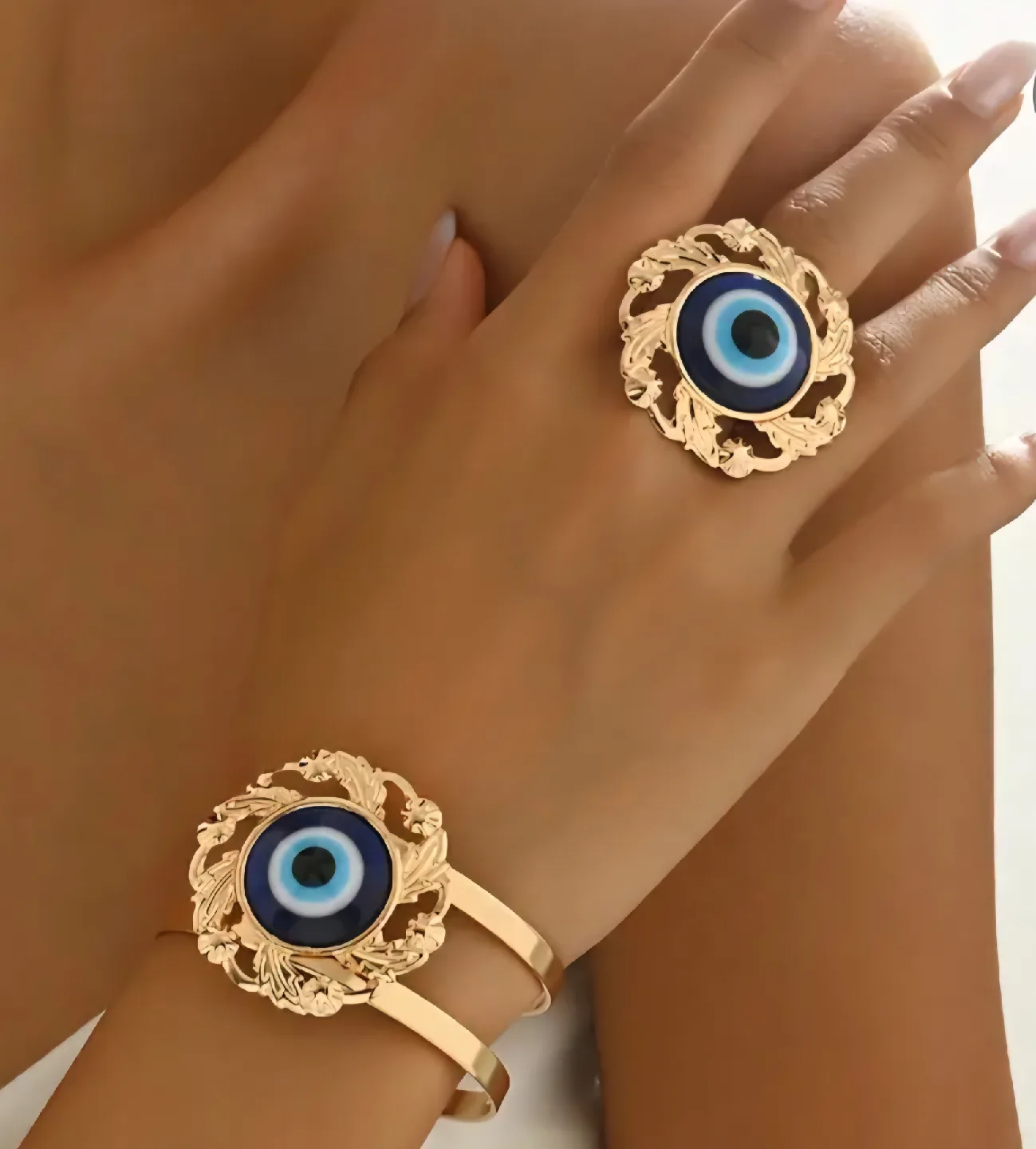 Evil Eye Gold Ring and Bracelet Set image indicator(4)