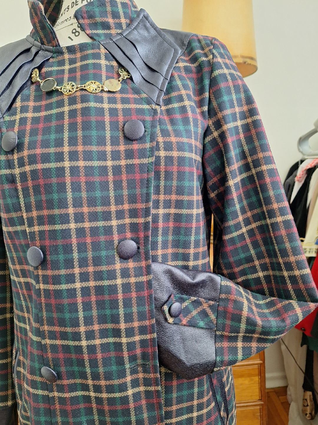 Vintage Plaid Wool Blend Coat - photo 3