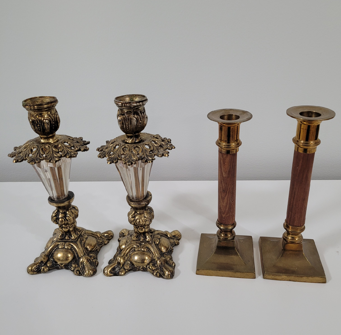 Set of 4 Vintage Brass Candlestick Holders