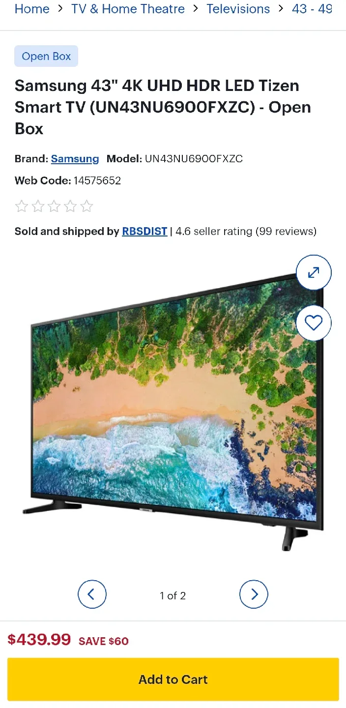 Samsung UN43NU6900F 43" Smart TV image indicator(4)