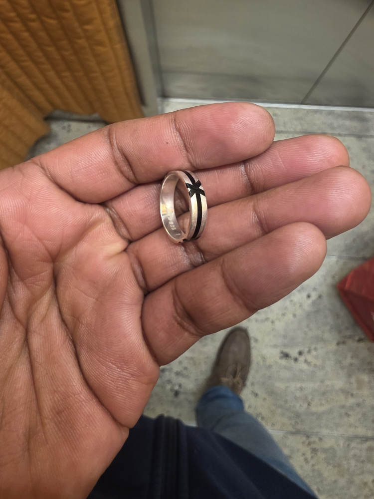 Silver Ring with Black Inlay