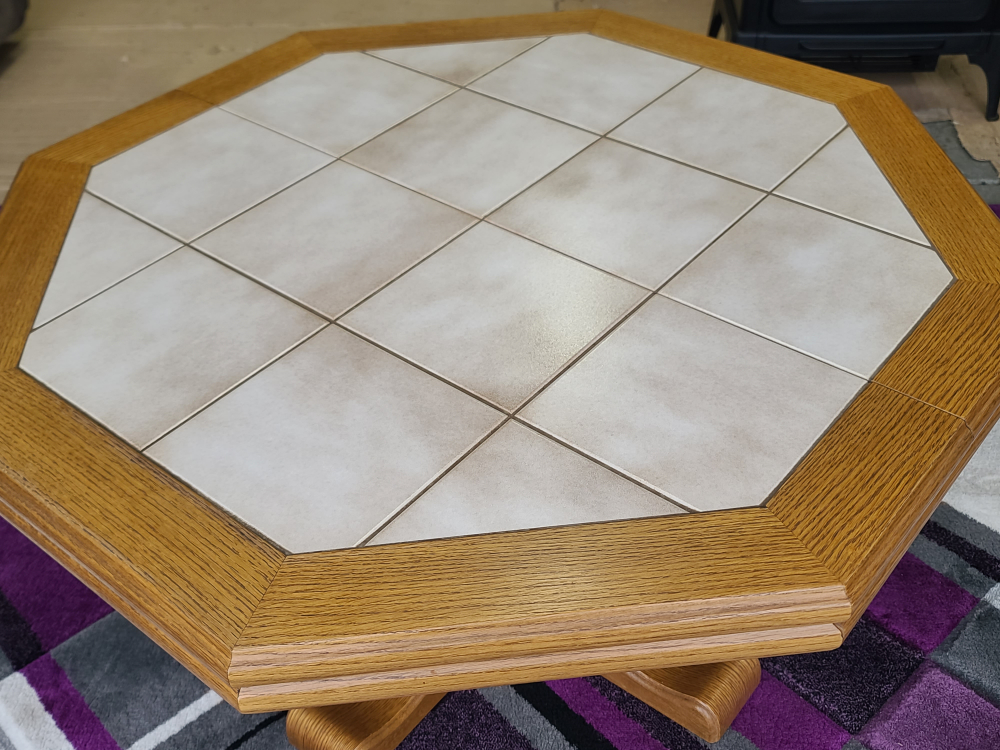 Executive Octagon Oak & Tile Top Coffee Table - photo 2