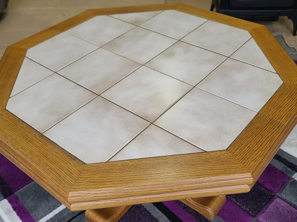 Executive Octagon Oak & Tile Top Coffee Table image indicator(2)