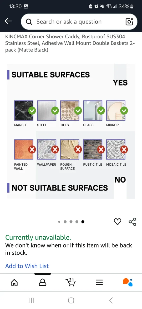 KINCMAX Corner Shower Caddy - Matte Black image indicator(7)