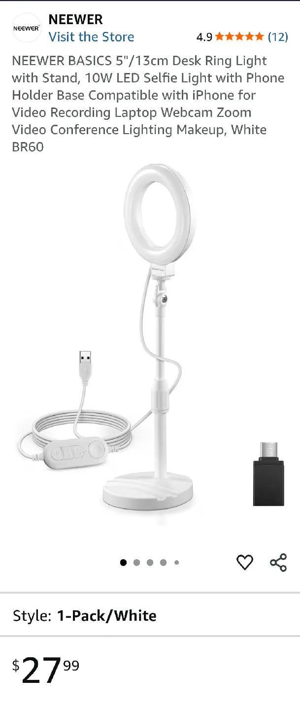 BNIB 5" Desk Ring Light image indicator(5)