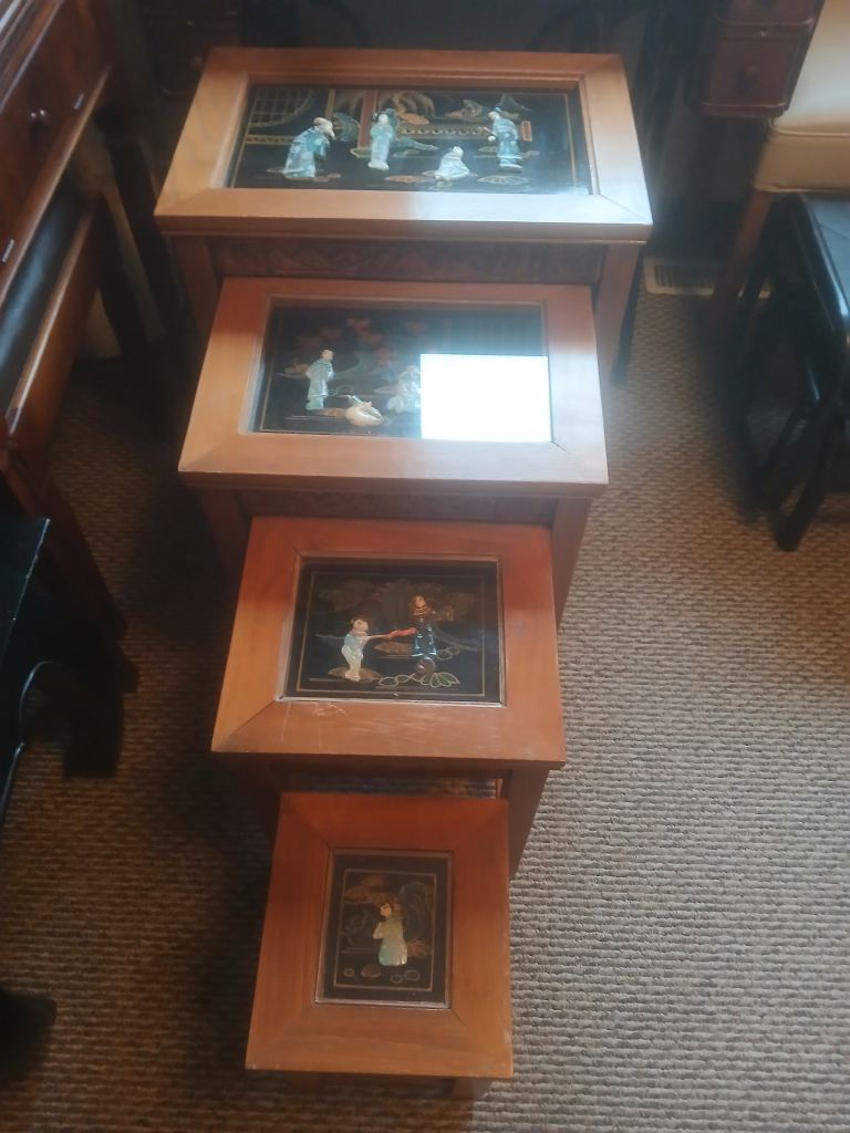 set of vintage wooden Chinese nesting tables