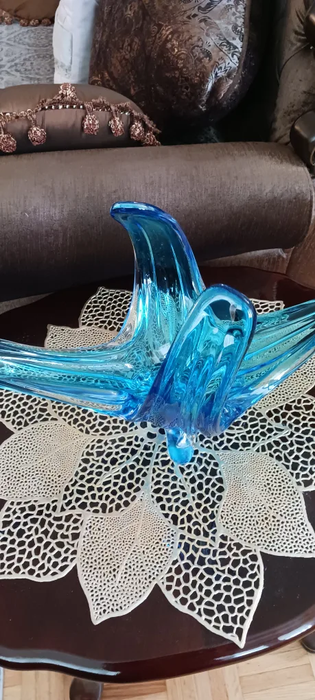 Blue Art Glass Centerpiece Bowl Antique $60 image indicator(2)