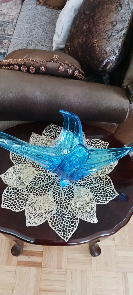 Blue Art Glass Centerpiece Bowl Antique $60 image indicator(4)
