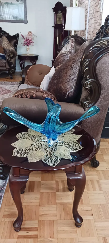Blue Art Glass Centerpiece Bowl Antique $60 image indicator(6)