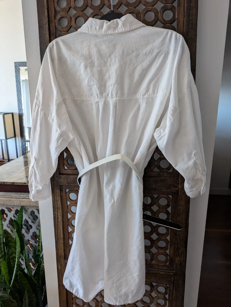 Zara White Corduroy Shirt Dress image indicator(3)