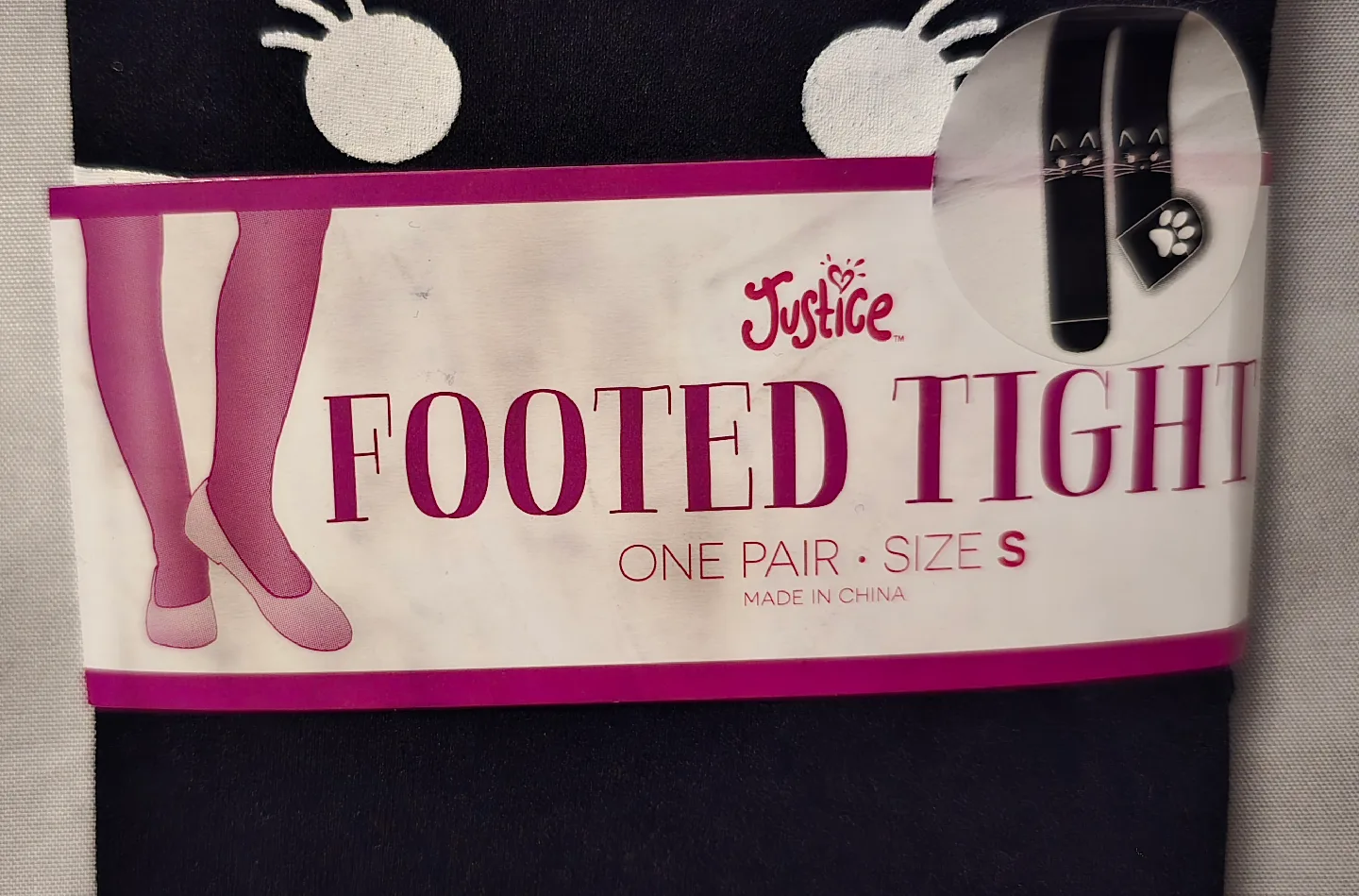 🥕 NEW! Justice Cat Themed Footed Tights! - Size S - 7 / 8 image indicator(2)