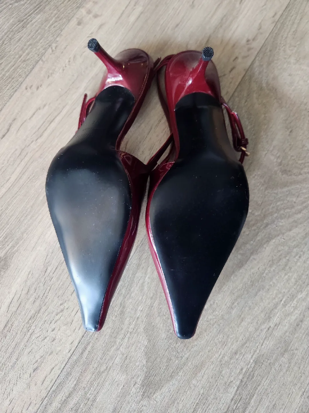 Miu Miu Patent Leather Slingback Heels Burgundy Kitten Heels image indicator(3)