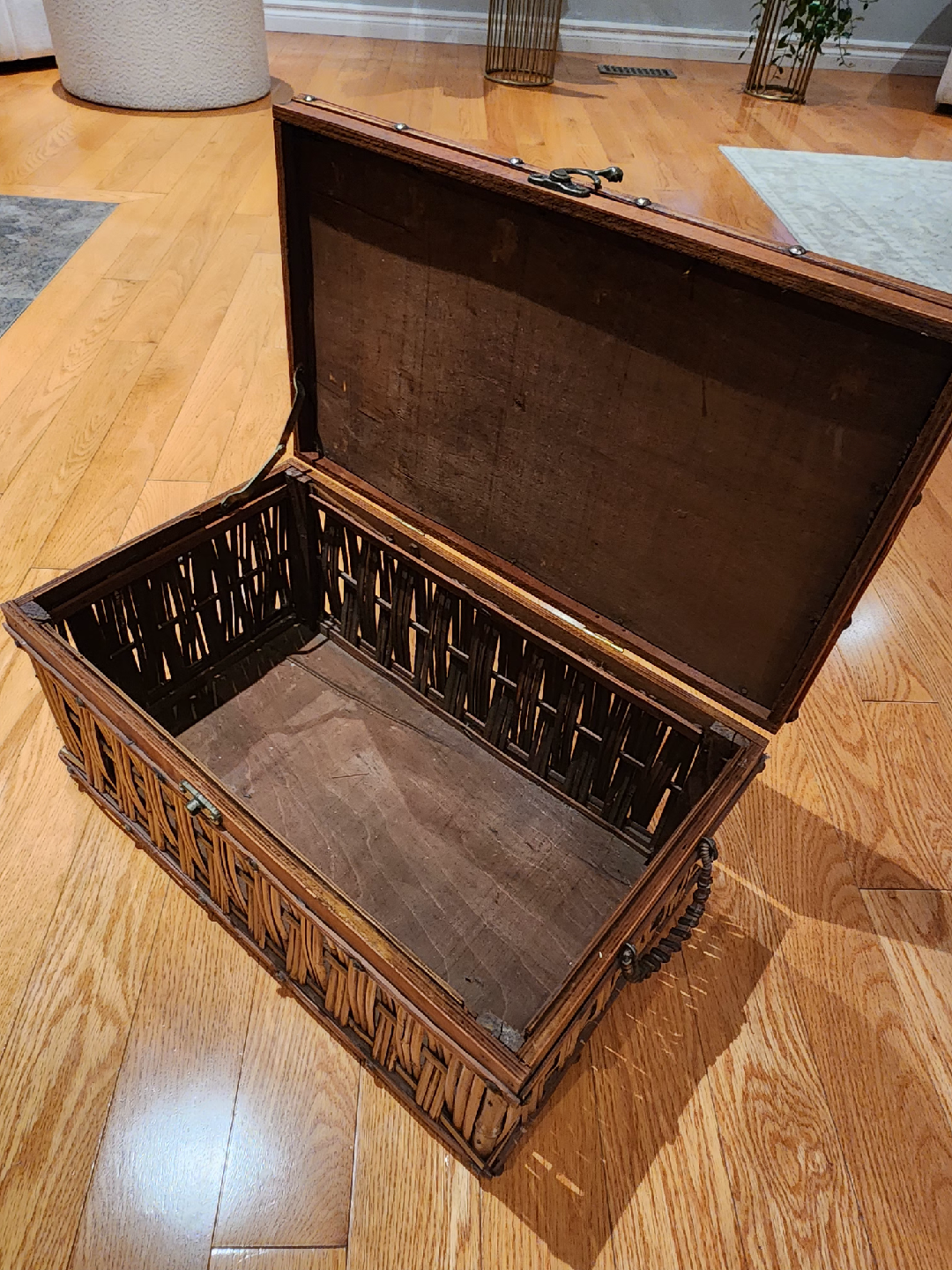 Wooden and Wicker Storage Trunk - photo 2