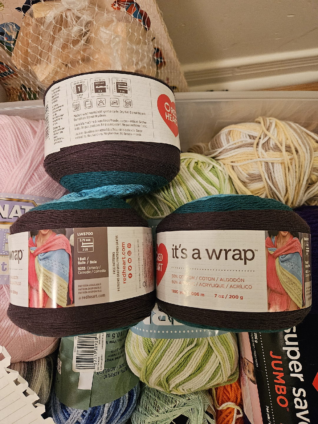 3x Red Heart It's a Wrap Yarn