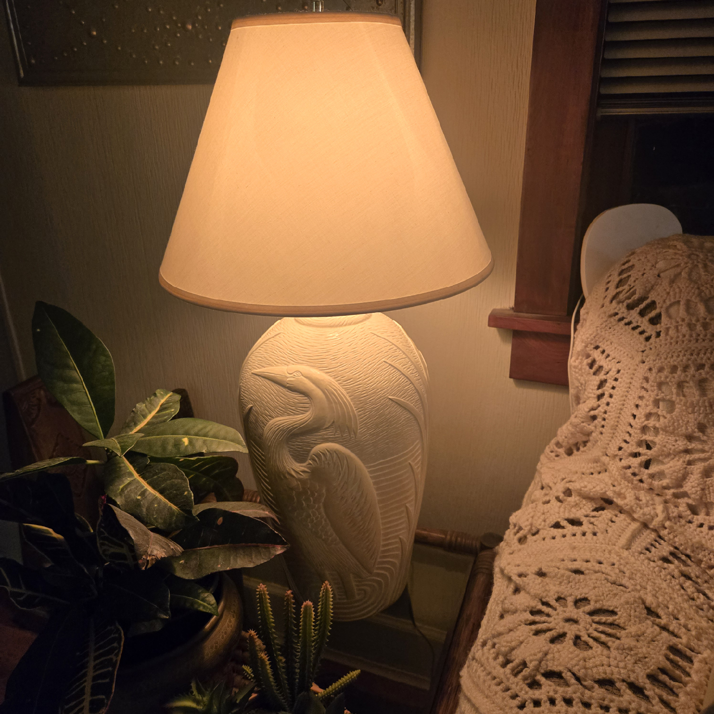 Vintage 1970s Dayle Rushall Palm Beach Heron Coastal Lamp.  - photo 2