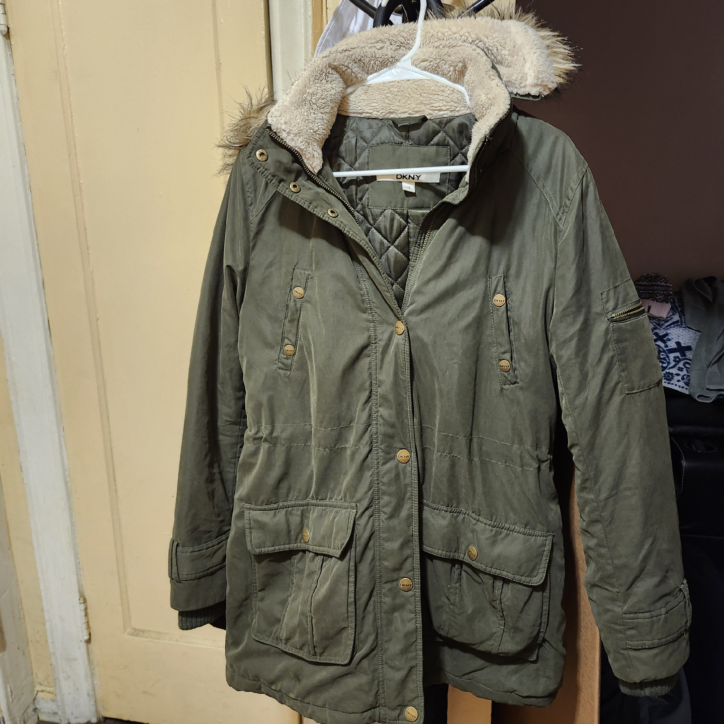 DKNY Olive Green Winter Parka, Size M - photo 2