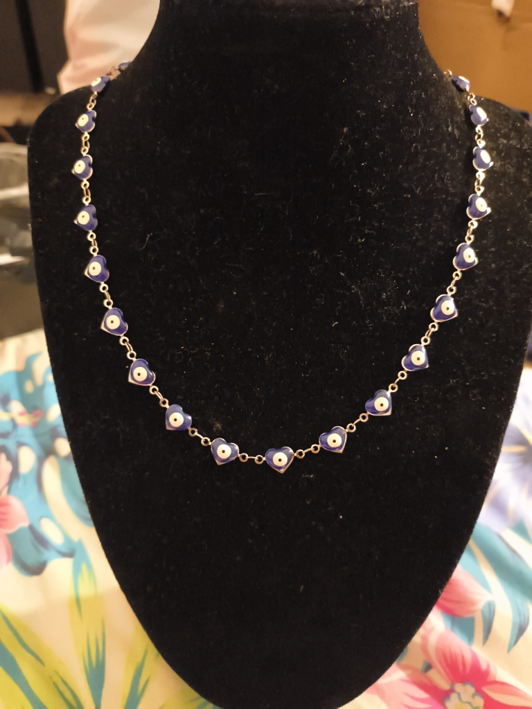 Evil Eye Heart Necklace - Blue