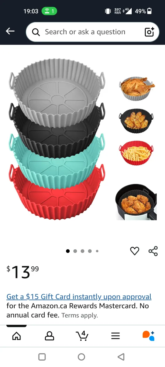 Silicone Air Fryer Liners - Grey 🥕 thumbnail
