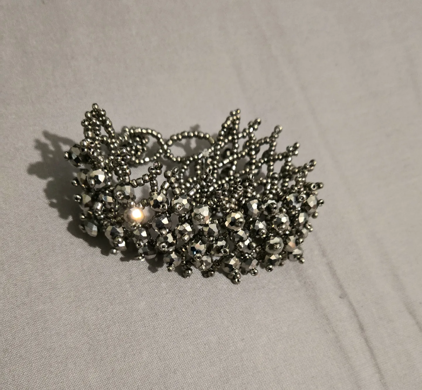 NEW Chunky Silver Beaded Bracelet image indicator(2)
