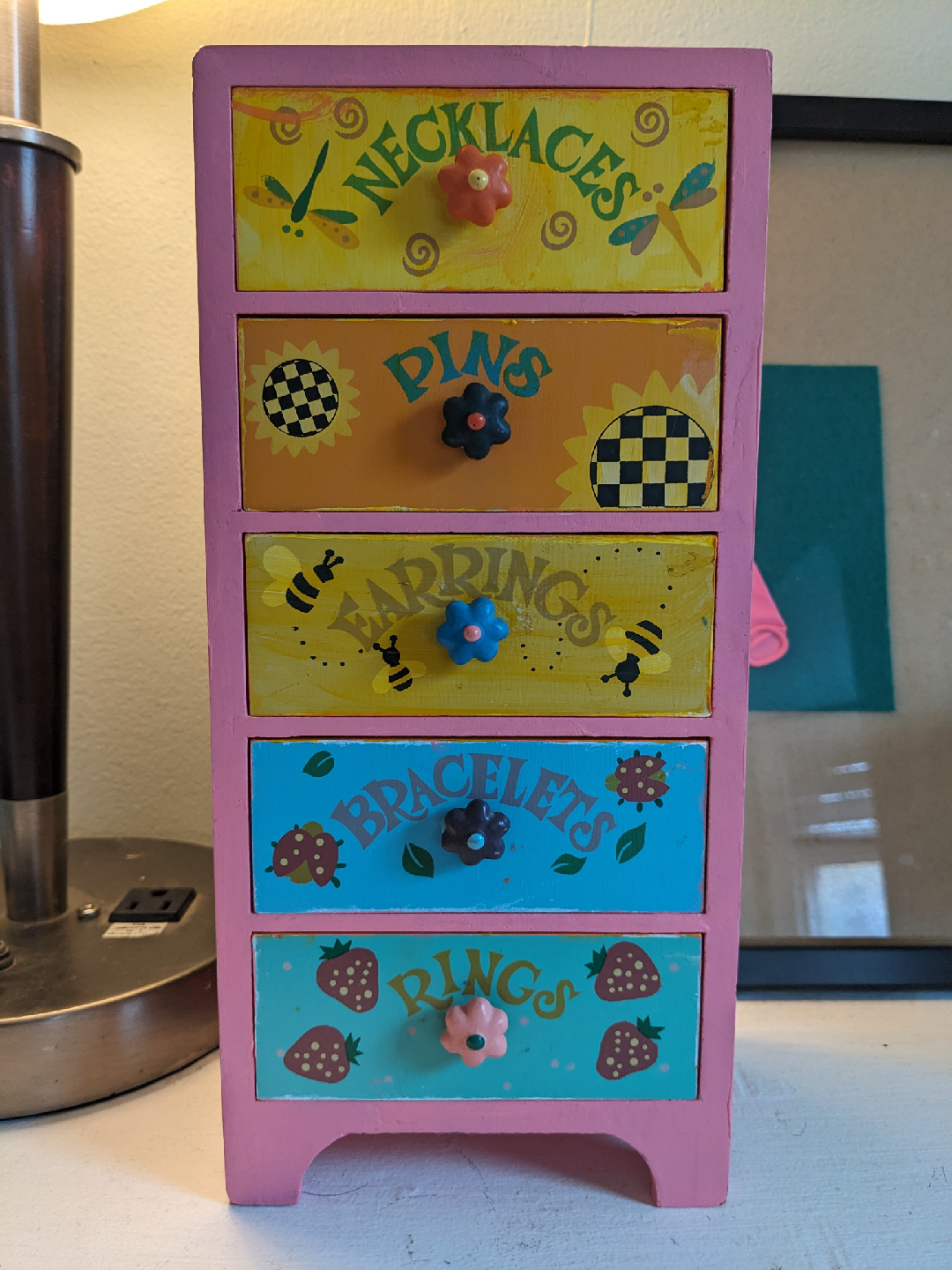 Wooden Jewelry Box with Drawers