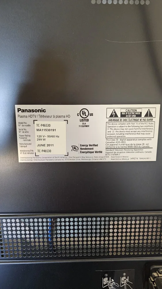 Panasonic 46" Plasma HDTV TC-P46S30 image indicator(4)