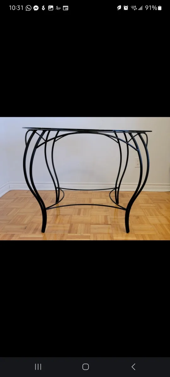 #FreeCycle: Glass Top Dining Table with Black Metal Frame image indicator(2)