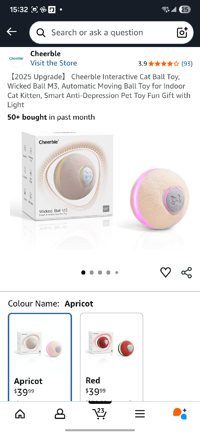 Cheerble Wicked Ball M3 - Apricot Cat Toy