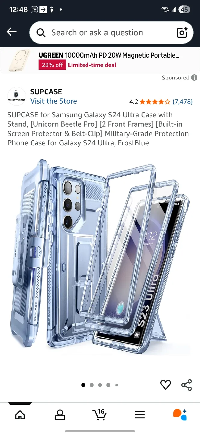 SUPCASE Unicorn Beetle Pro Galaxy s23/S24 Ultra Frostblue Case thumbnail