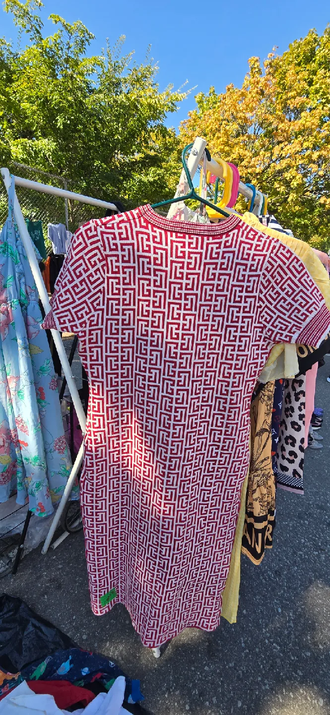 Red & White Patterned Dress