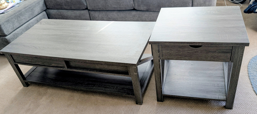 Coffee Table and End Table Set - Grey Wood Finish - photo 2