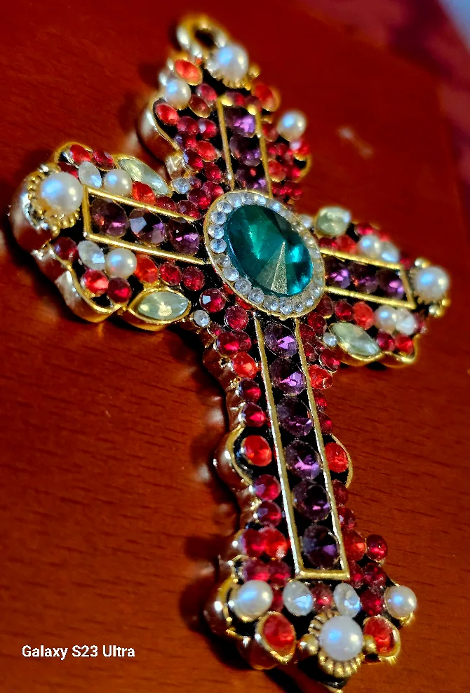 Vintage Jeweled Cross Pendant( museum piece image indicator(2)