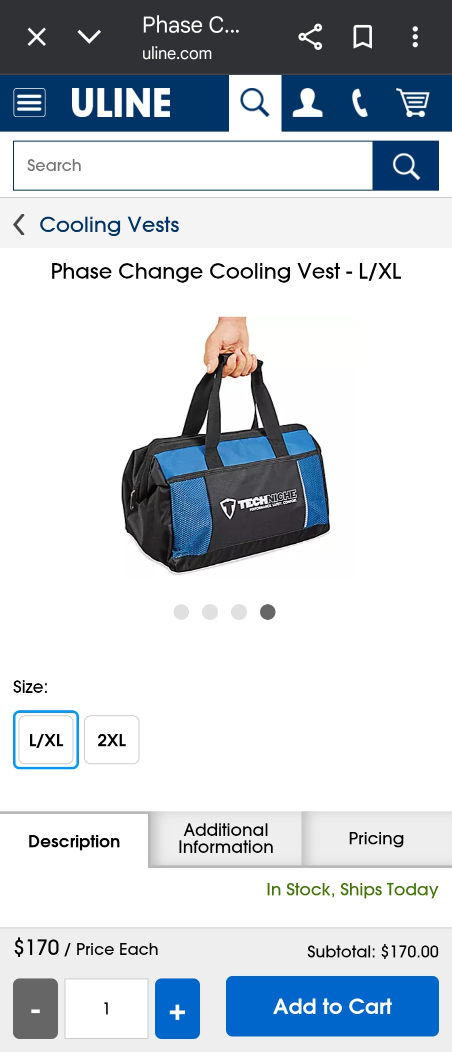 TechNiche Phase Change Cooling Vest - L/XL