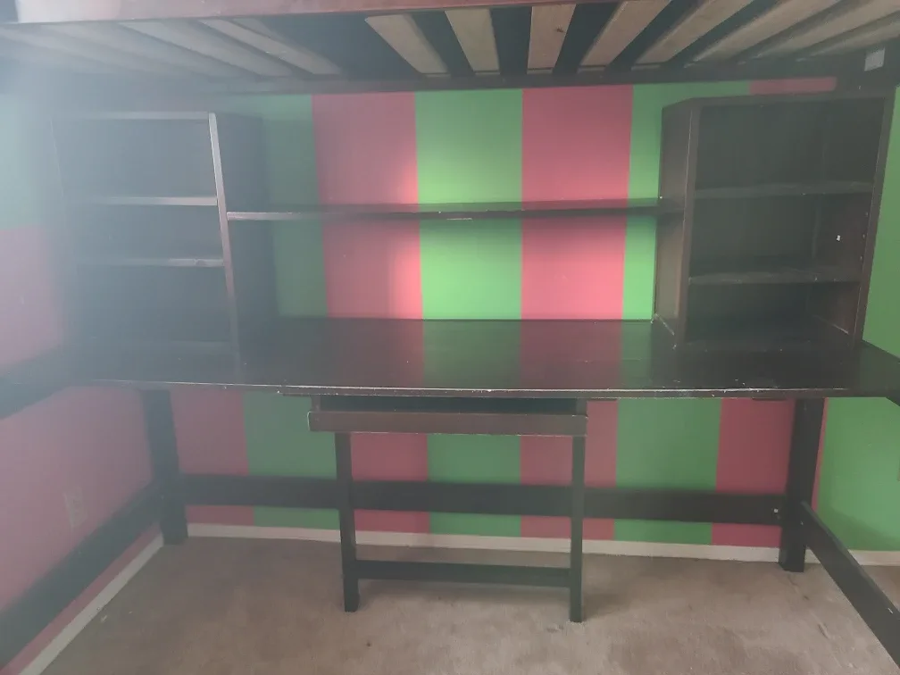 Dark Brown Loft Bed with Desk image indicator(3)