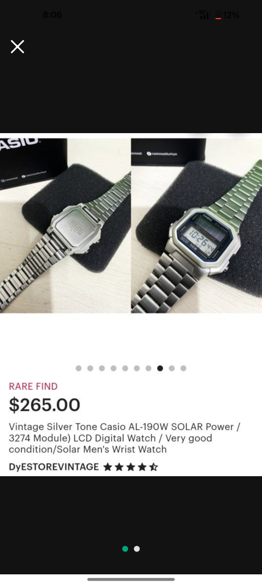 Vintage Casio AL-190W Solar LCD Digital Watch