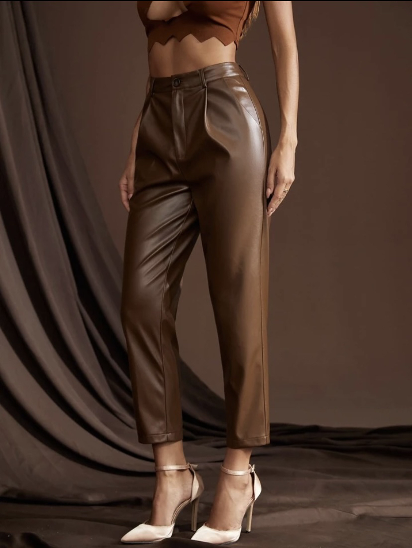 High waist PU leather pants size S - photo 3