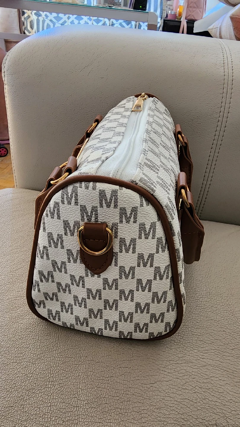 White & Brown "M" Pattern Handbag - photo 3