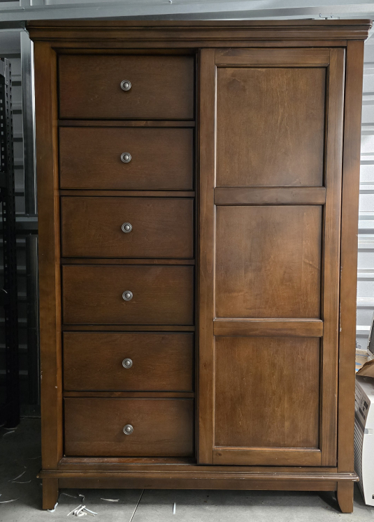 Real Wood Wardrobe with Sliding Door & Drawers