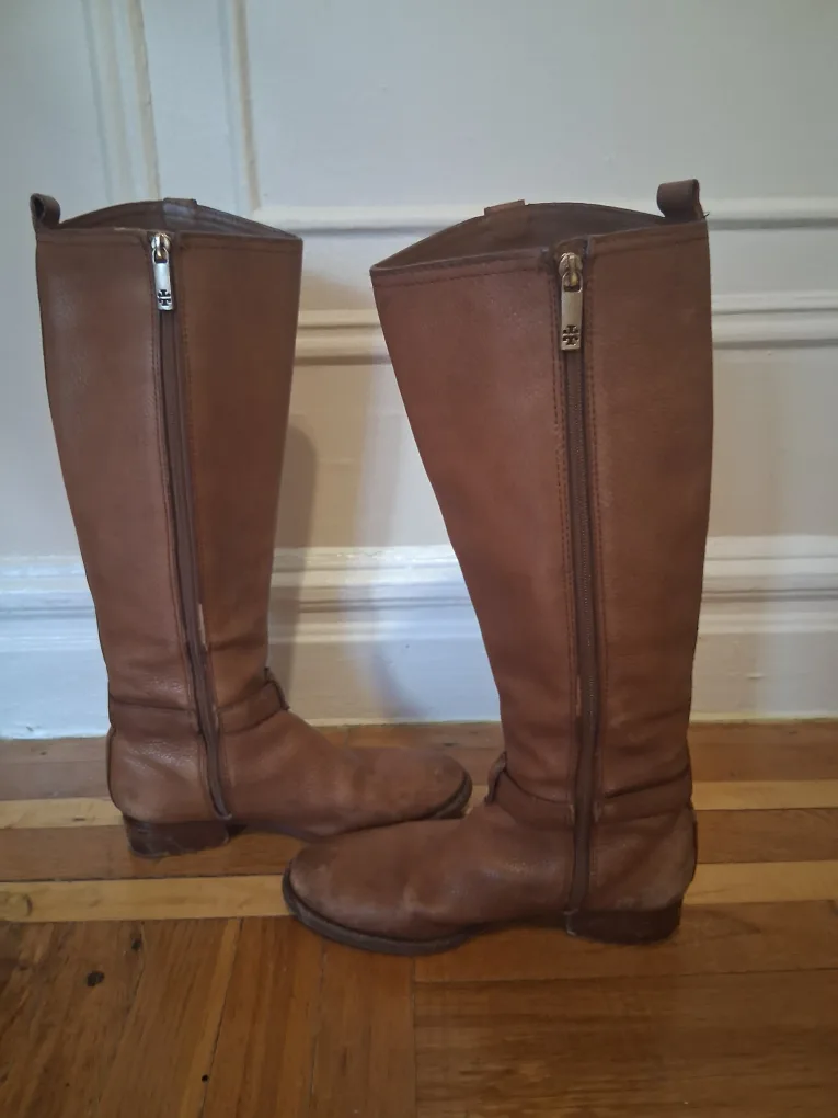Tory Burch Brown Leather Riding Boots image indicator(5)